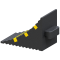 Wheel chock | black with three yellow stripesdimensions: 285 x 155 x 185 mm